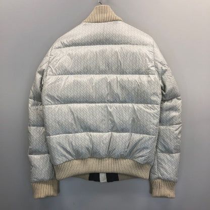 美品◆フェンディ ダウンブルゾン ズッカ柄  襟 袖 裾リブ メンズ サイズ48 ホワイト FENDI 【AFA22】