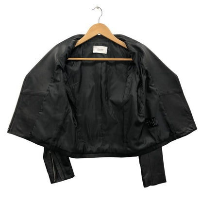 美品◆ステュディオス ダブルライダースジャケット ラムレザー ブラック レディース サイズ1 STUDIOUS 【AFG1】