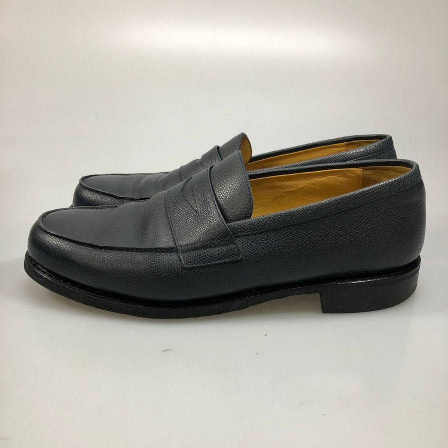 パラブーツ アドニス コインローファー カーフ シボ革 ネイビー UK8 Paraboot ローファー 約26.5cm【LA】【中古】