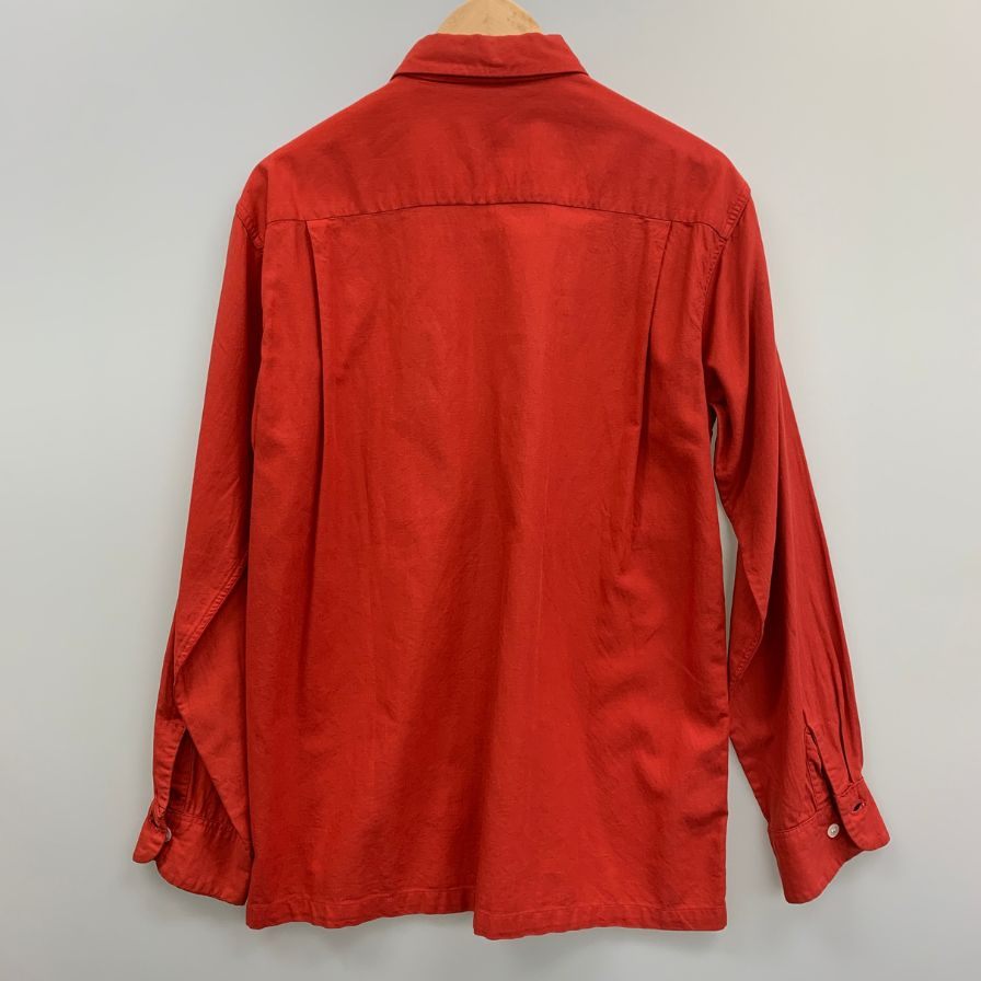 美品◆アロー 50S 長袖開襟シャツ ヴィンテージ 盾タグ SANFORIZED レッド レーヨン混 メンズ サイズ15 ARROW 【AFB41】