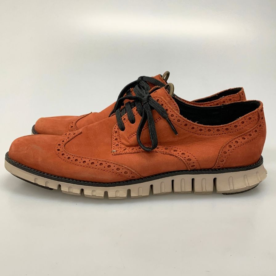コールハーン ゼログランド ウイングチップ レザーシューズ オレンジ サイズ7ハーフ メンズ スニーカー COLE HAAN ZEROGRAND 約25.0cm【AFC4】