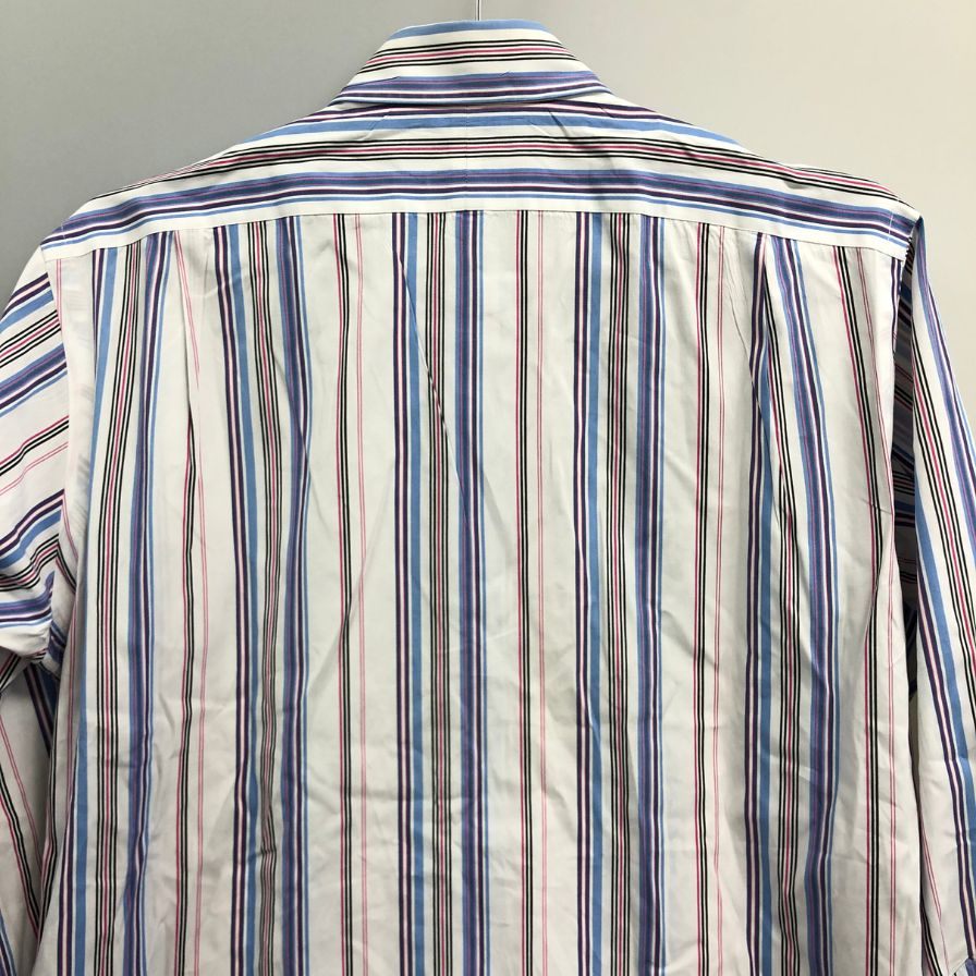 中古◆ポロ ラルフローレン ボタンダウンシャツ 90S クラシックフィット ストライプ マルチカラー メンズ サイズM Polo Ralph Lauren 【AFB5】