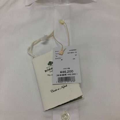 中古◆ルイジボレッリ ナポリ ドレスシャツ 長袖 コットン フォーマル スーツ ホワイト メンズ サイズ 14 1/2-37 LUIGI BORRELLI NAPOLI 【AFB7】