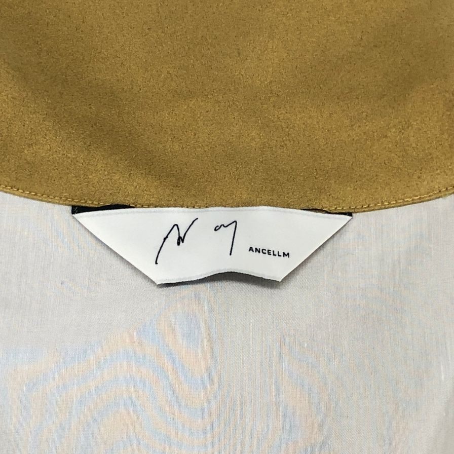 美品◆アンセルム ヴィーガンレザー ロングシャツ イエロー メンズ サイズ2 ANCELLM 【AFB6】