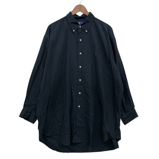 ラルフローレン ボタンダウンシャツ シルク混 ネイビー サイズXL Ralph Lauren【LA】