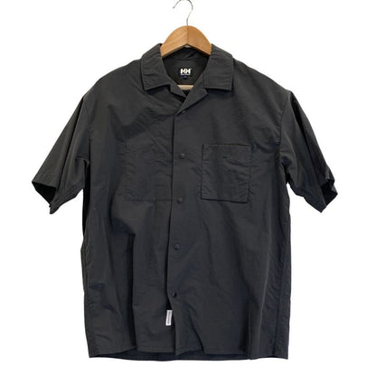 極美品◆ヘリーハンセン オープンカラーシャツ ナイロン ブラック メンズ サイズL HELLY HANSEN 【AFB34】