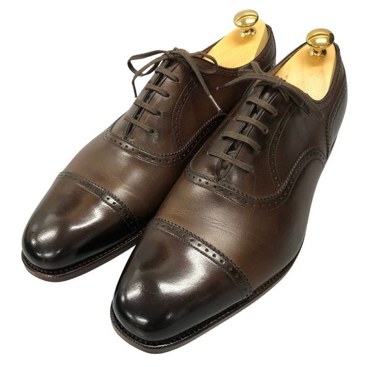 宮城興業 レザーシューズ ストレートチップ パンチドキャップ サイズ9 メンズ ブラウン系 Miyagi Kogyo 約27.5cm【AFD3】