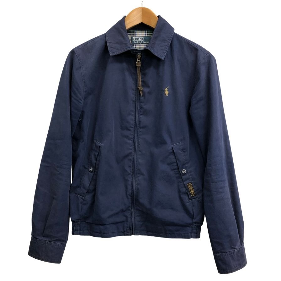 中古◆ポロ ラルフローレン スウィングトップ 裏地チェック ネイビー メンズ サイズXS Polo Ralph Lauren 【AFB29】