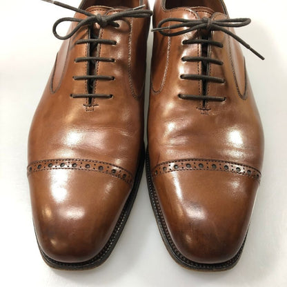 エドワードグリーン レザーシューズ パンチドキャップトゥ ハイス メンズ ブラウン サイズUK8D 808ラスト EDWARD GREEN HYTHE ビジネスシューズ 約26.5cm【LA】【中古】