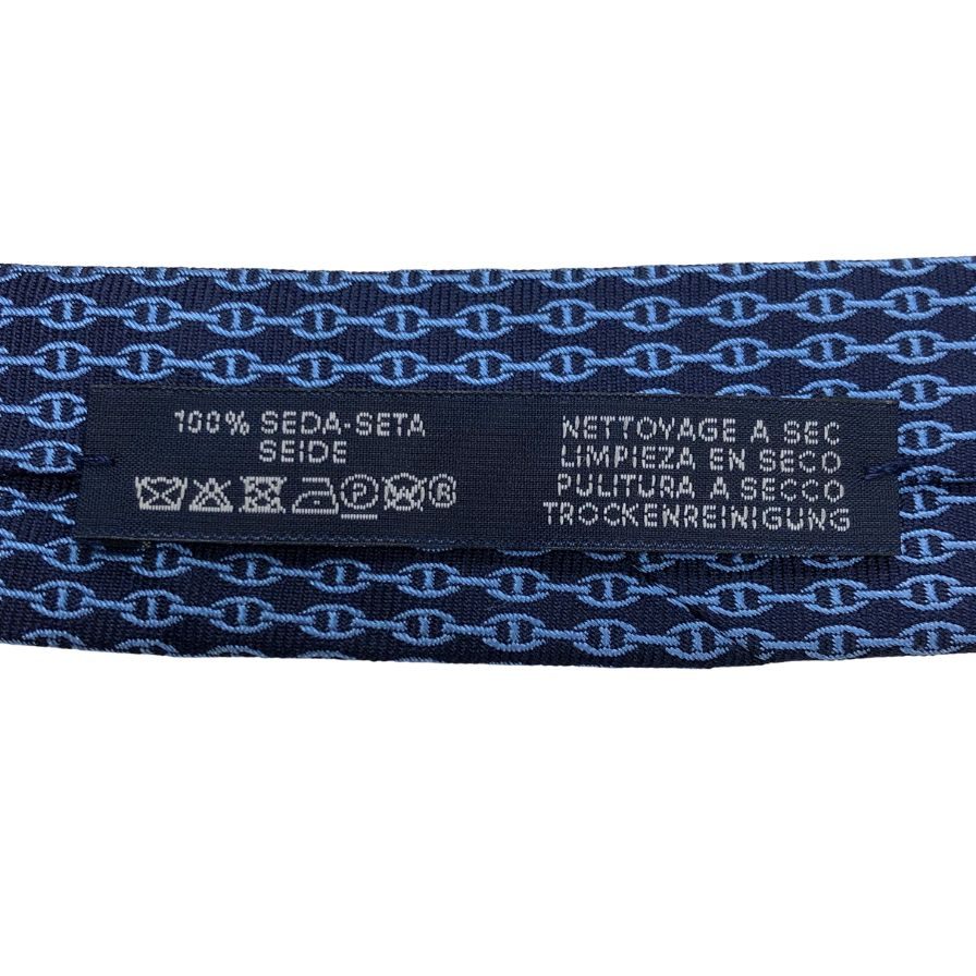 エルメス ネクタイ シェーヌダンクル 総柄 デザイン シルク ダービータイ HERMES【AFI22】