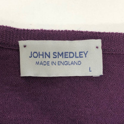中古◆ジョンスメドレー ニットセーター ウール ハイゲージ Vネック パープル メンズ サイズL JOHN SMEDLEY 【AFB4】