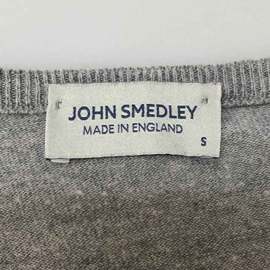 中古◆ジョンスメドレー クルーネックニット グレー×白 ボーダーコットン レディース サイズS JOHN SMEDLEY 【AFB40】
