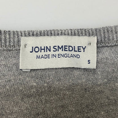 中古◆ジョンスメドレー クルーネックニット グレー×白 ボーダーコットン レディース サイズS JOHN SMEDLEY 【AFB40】