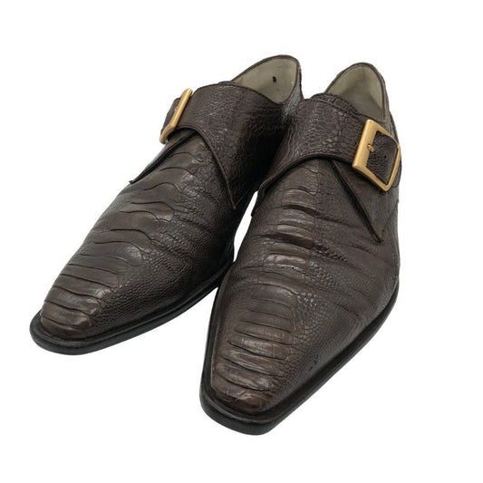 アラウンド ザ シューズ シングルモンク オーストリッチレッグ メンズ ブラウン サイズ40 around the shose 約25.0cm【PTM3】