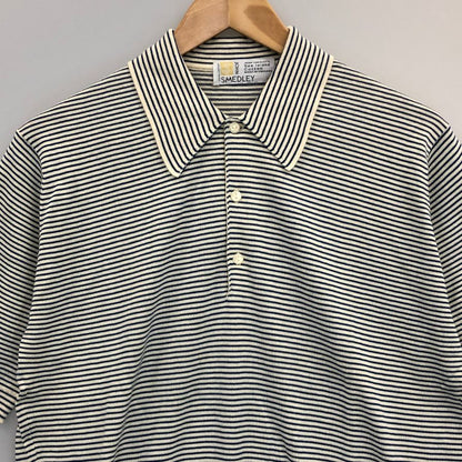 美品◆ジョンスメドレー ポロシャツ シーアイランドコットン ボーダー柄 メンズ ブルー サイズ不明 JOHN SMEDLEY 【AFB34】