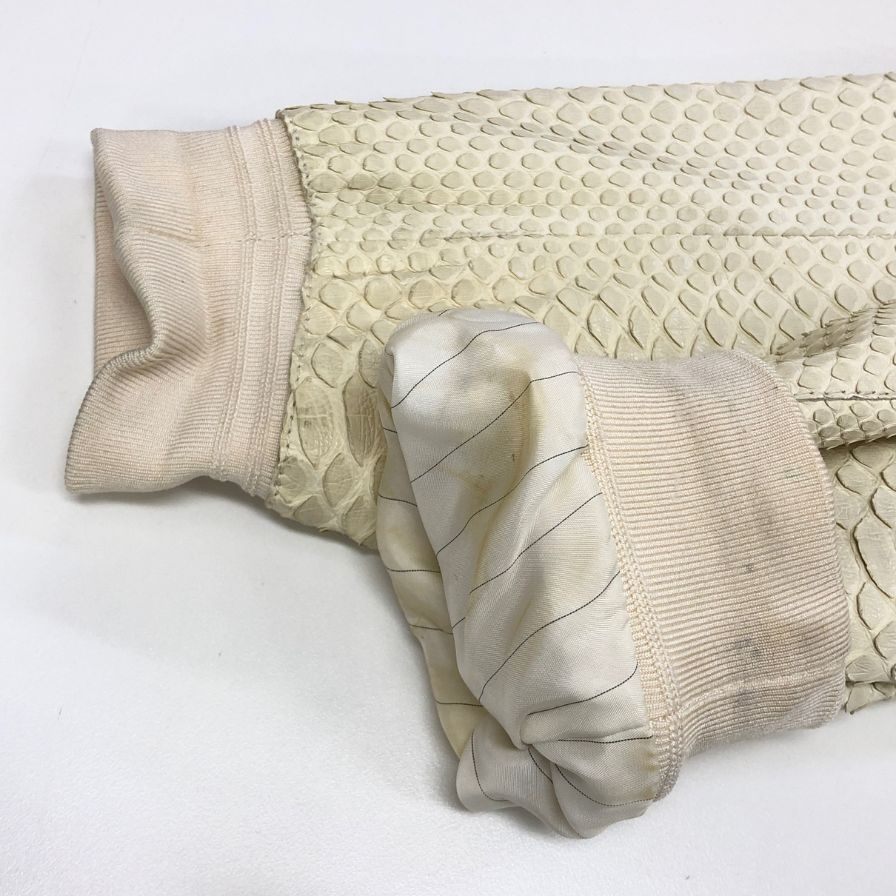 中古◆イヴサンローラン パイソン ボンバーレザーブルゾン メンズ サイズ50 ホワイト YVES SAINT LAURENT 【AFA15】