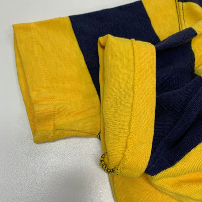 美品◆ポロラルフローレン ポロシャツ コットン ボーダー イエロー ネイビー  メンズ サイズ170/92A Polo Ralph Lauren 【AFB6】