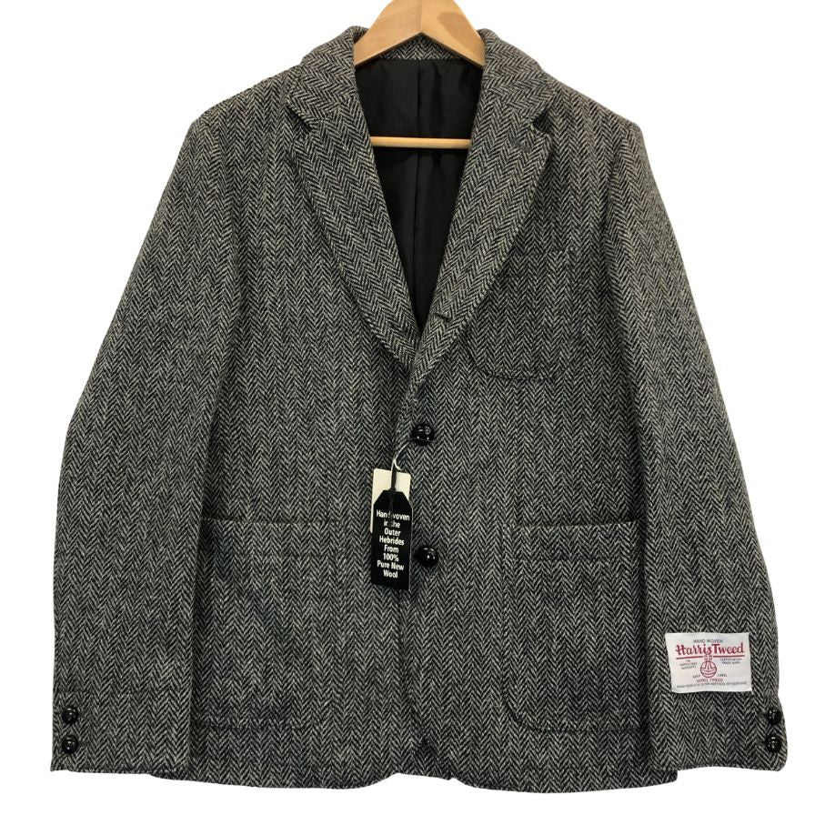 新品同様◆コレクティブ ハリスツイード テーラードジャケット ツイード ウール ヘリンボーン グレー メンズ サイズ2 Collective Harris Tweed 【AFA14】