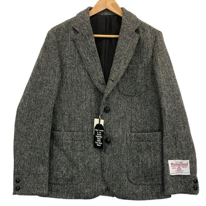 新品同様◆コレクティブ ハリスツイード テーラードジャケット ツイード ウール ヘリンボーン グレー メンズ サイズ2 Collective Harris Tweed 【AFA14】