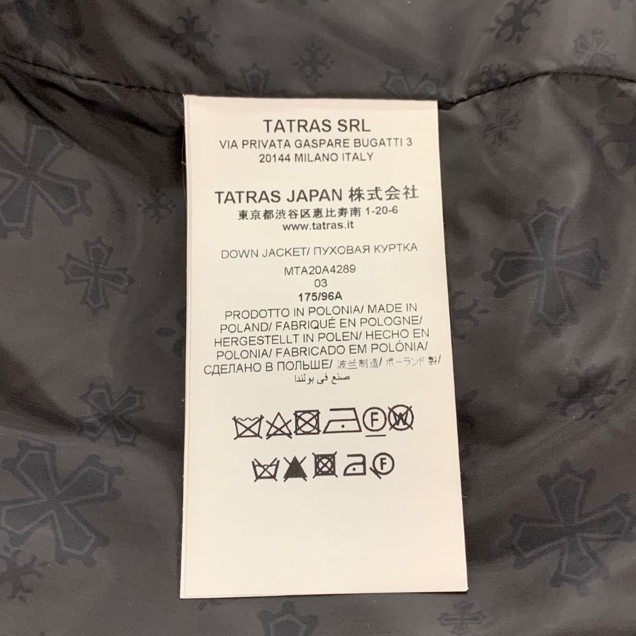 中古◆タトラス ダウンジャケット ドミツィアーノ VIA PRIVATA GASPARE BUGATTI MTA20A4289 サイズ03 ブラック TATRAS DOMIZIANO 【AFA9】