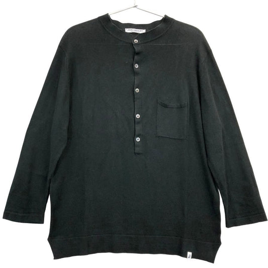 新品同様◆ジョンスメドレー ヘンリーネックニット 七分丈 30G ブラック  JOHN SMEDLEY 【AFB32】