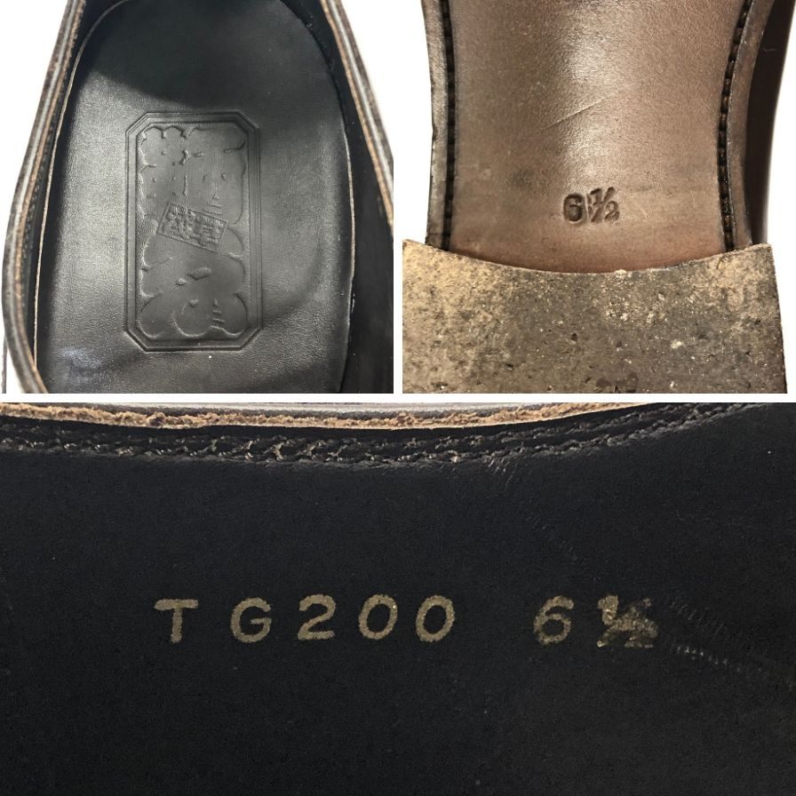 鞆ゑ ともえ トモエ レザーシューズ ストレートチップ TG2000 メンズ サイズ6.5 ブラウン TOMOE 約25.0cm【AFD15-2】