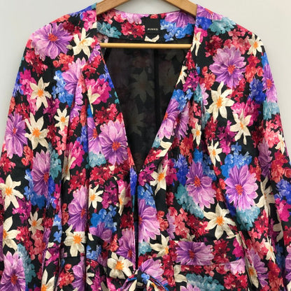 極美品◆ピンコ ワンピース 花柄 ベルト シルク混 レディース サイズI38 PINKO 【AFB14】