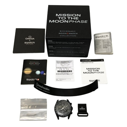 オメガ スウォッチ 腕時計 ムーンスウォッチ スヌーピー  MoonSwatch Snoopy Mission to the Moonphase ブラック OMEGA Swatch【AFI8】
