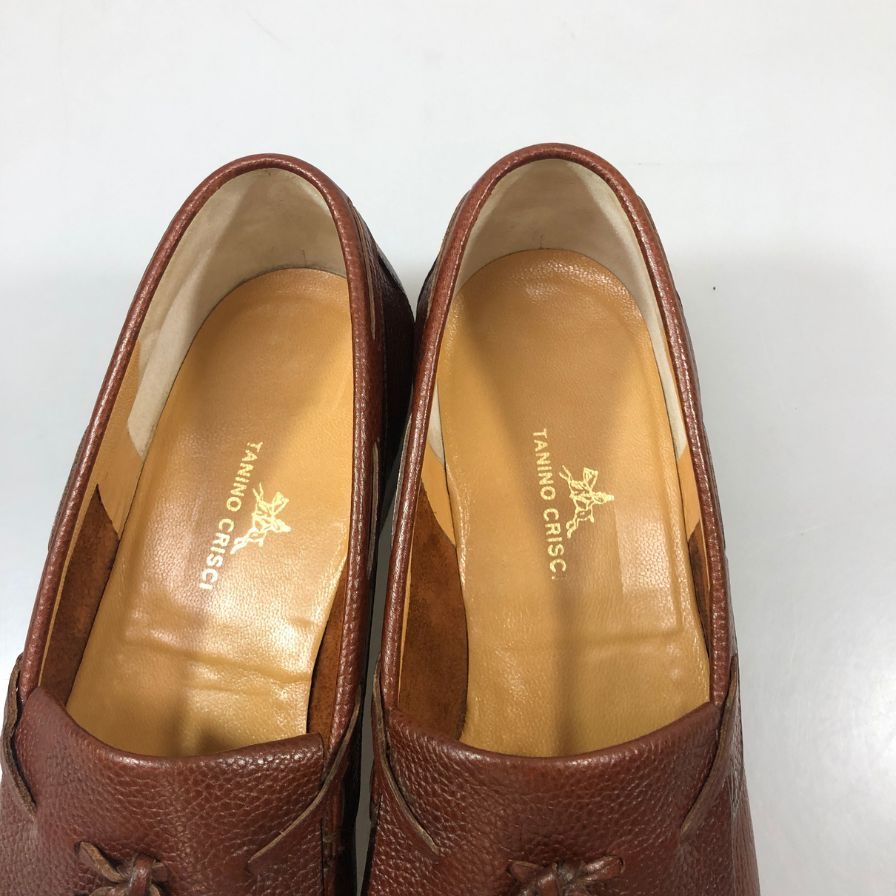 タニノクリスチー タッセルローファー グレインレザー ブラウン サイズUK9.5 メンズ TANINO CRISCI 約28.0cm【AFC42】