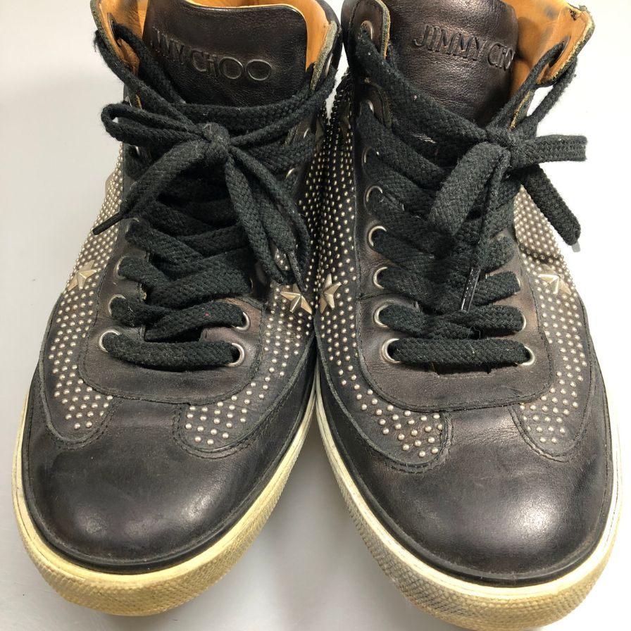 ジミー チュウ ハイカット スター スニーカーメンズ サイズ 43 ブラック  jimmy choo 約28.0cm【AFC47】