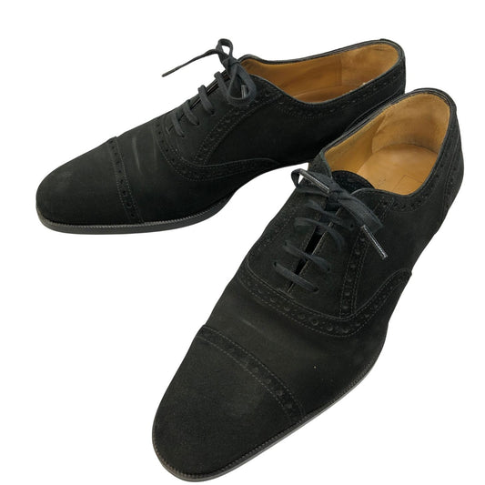 ヒデタカフカヤ トゥモローランド レザーシューズ パンチドキャップトゥ スエード ブラック  サイズ40 Hidetaka Fukaya TOMORROWLAND 約25.5cm【AFC34】