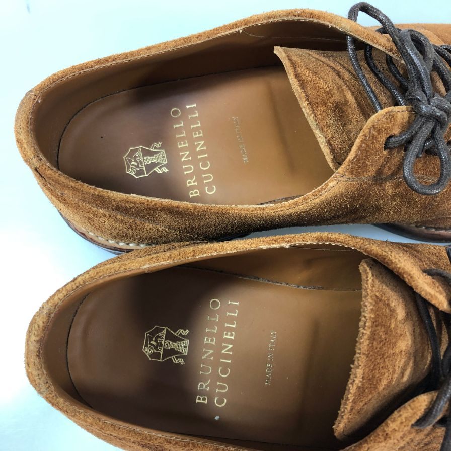 ブルネロ クチネリ レザーシューズ ストレートチップ スエード メンズ サイズ40 ブラウン Brunello Cucinelli 約25.5cm【AFC48】