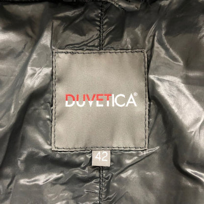 美品◆デュベティカ ダウン ダッフルコート風 切替し ファー付きフード ネイビー メンズ サイズ42 DUVETICA 【AFA24】