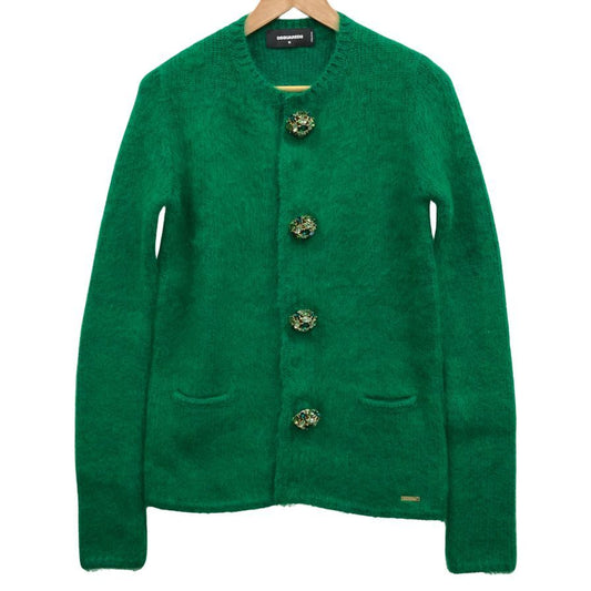 極美品◆ディースクエアード ビジューボタンジャケット コート アンゴラ レディース  サイズM グリーン DSQUARED2 【AFB11】