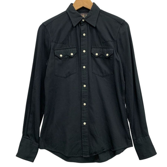 美品◆ダブルアールエル ラルフローレン ウエスタンシャツ スナップボタン レーヨン ブラック メンズ サイズ2 RRL RALPH LAUREN 【AFB27】