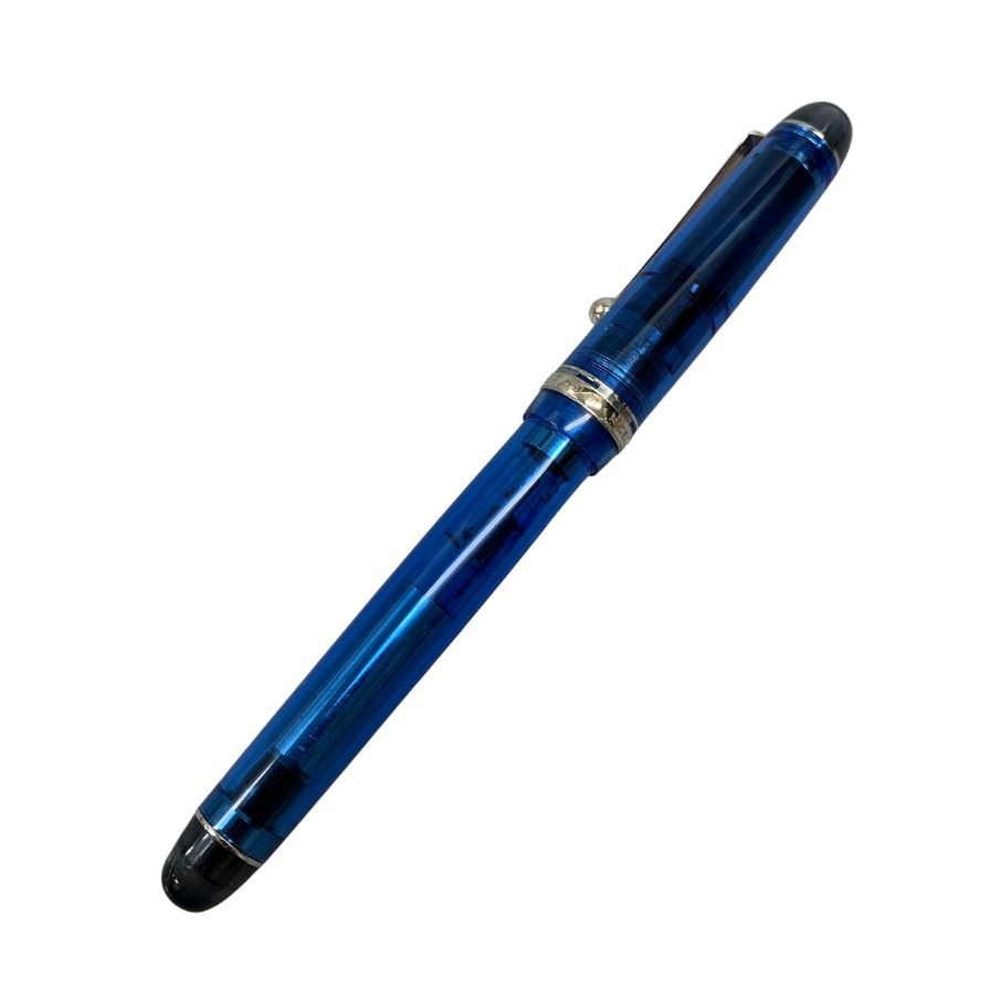 美品◆パイロット 万年筆 カスタム 74 クリアブルー ペン先14K 585 PILOT CUSTOM【AFI15】