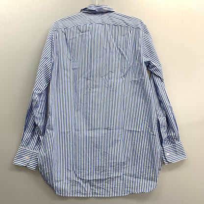 美品◆サロン シー ルンドマン シャツ コットン ストライプ イタリア製 ブルー メンズ サイズS SALON C. LUNDMAN 【AFB13】