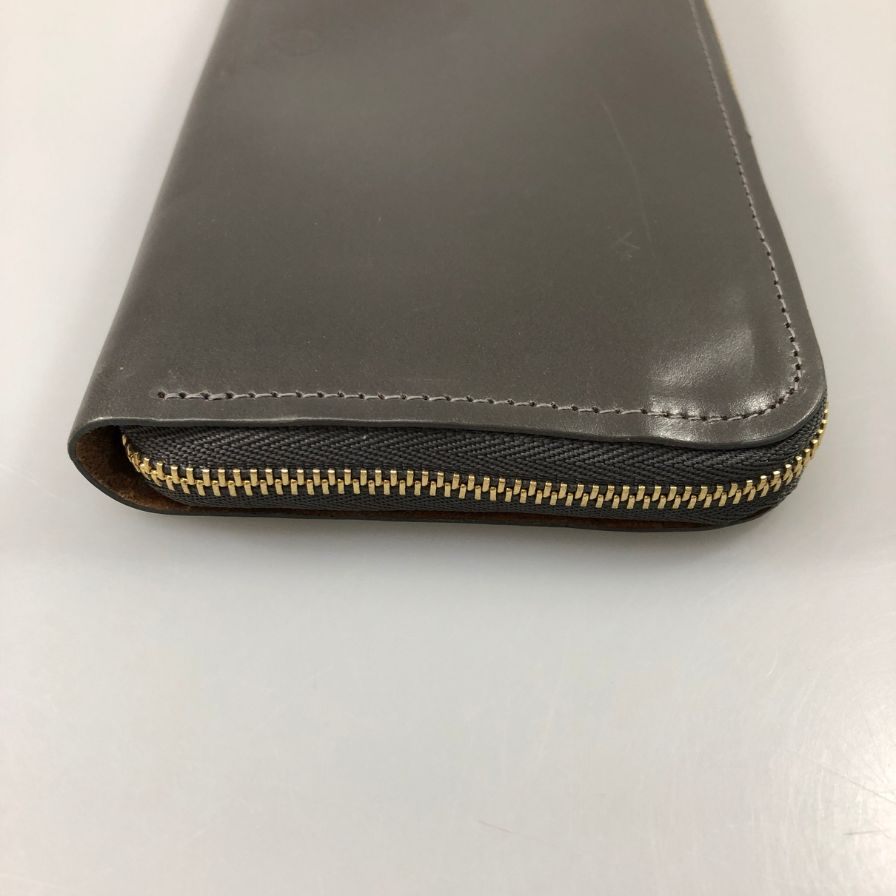 グレンロイヤル 長財布 ラウンドジップ ブライドルレザー グレー ゴールド金具 GLENROYAL【AFI1】