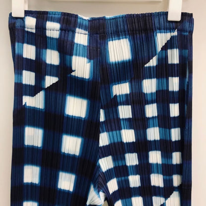 プリーツプリーズ イッセイミヤケ PP11-JF744 チェック パンツ ブルー系 サイズ4 PLEATS PLEASE 【AFB10】