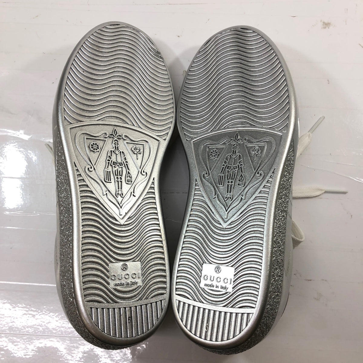 グッチ レザースニーカー インターロッキングG シルバー 660266 レディース サイズ6 GUCCI 約25.0cm【YB2】