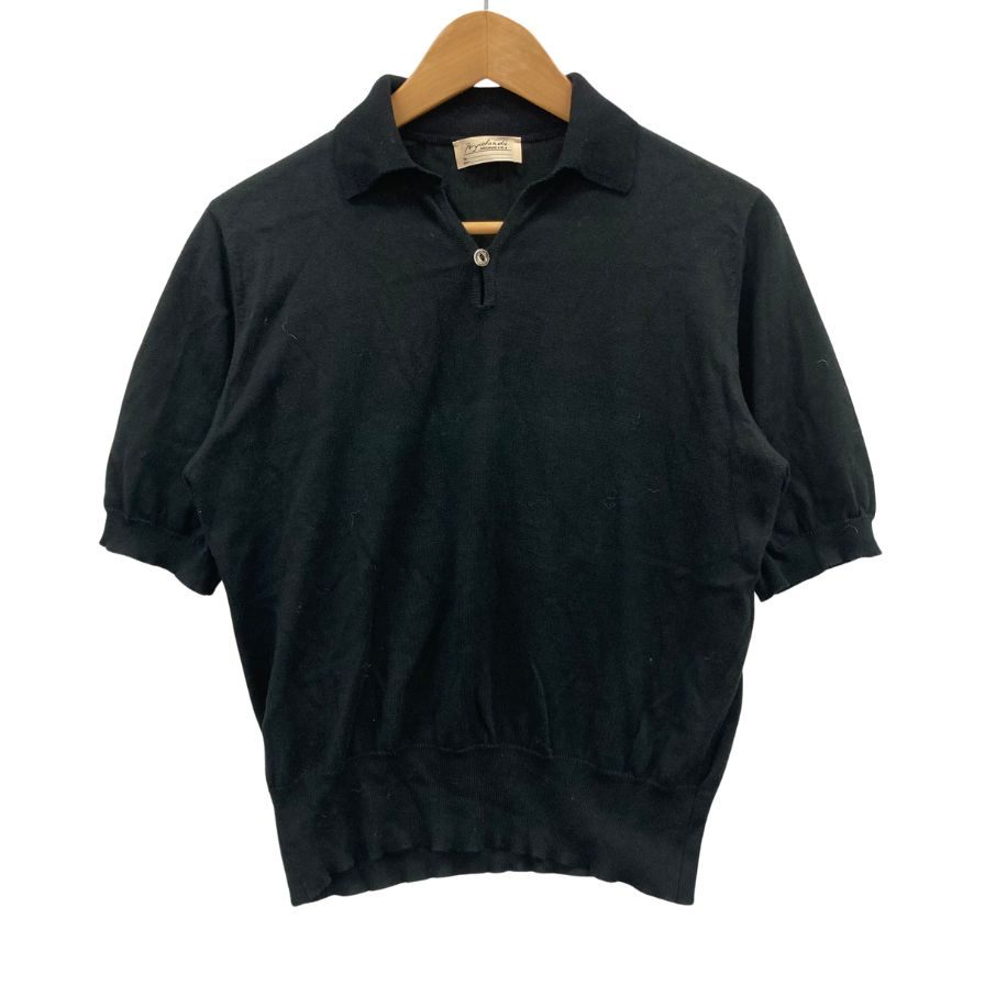 中古◆ブライスランズ ポロシャツ Cotton Short Sleeve Skipper Polo 半袖 コットン ニット スコットランド製 ブラック メンズ サイズ42 Bryceland's 【AFB36】