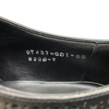 三陽山長 レザーシューズ 寿之介 セミブローグ  R309 カーフ ブラック  サイズ7 SANYO YAMACHO 約25.5cm【AFC44-2】