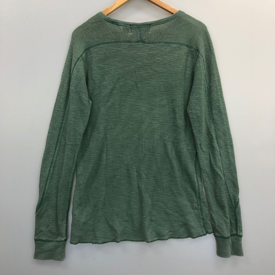 中古◆ダブルアールエル 長袖カットソー クルーネック サーマル グリーン メンズ サイズS RRL Ralph Lauren 【AFB37】