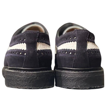 クロケット&ジョーンズ レザーシューズ フルブローグ チェビオット スエード ブラック ホワイト サイズ6E メンズ  CROCKETT&JONES CHEVIOT ビジネスシューズ 約25.0cm【LA】【中古】