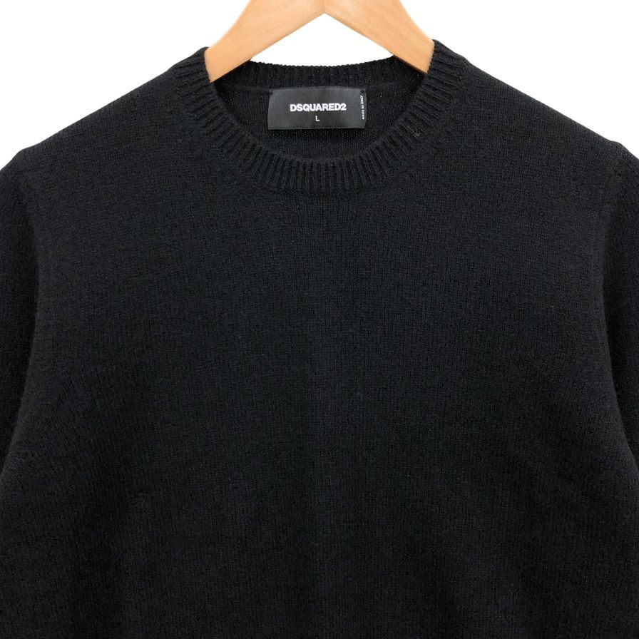 極美品◆ディースクエアード トップス セーター ウール100% レディース サイズL ブラック S72HA0571 S15410 DSQUARED2 【AFB8】