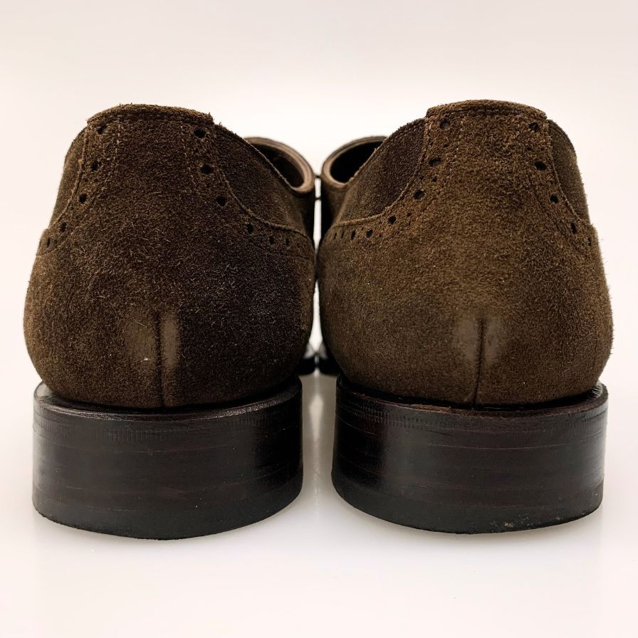 メルミン セミブローグ メダリオン スエード 10194 ダークブラウン サイズ8 メンズ レザー 革靴 MEERMIN MADE IN SPAIN 約26.5cm【AFD3】