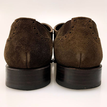 メルミン セミブローグ メダリオン スエード 10194 ダークブラウン サイズ8 メンズ レザー 革靴 MEERMIN MADE IN SPAIN 約26.5cm【AFD3】