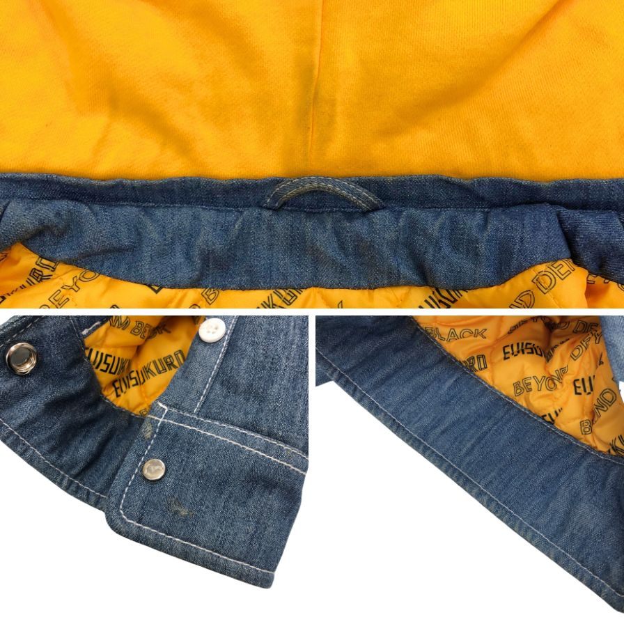 美品◆エヴィス デニムジャケット 中綿 ブルー 裏地ロゴ メンズ サイズXXL EVISU 【AFB56】