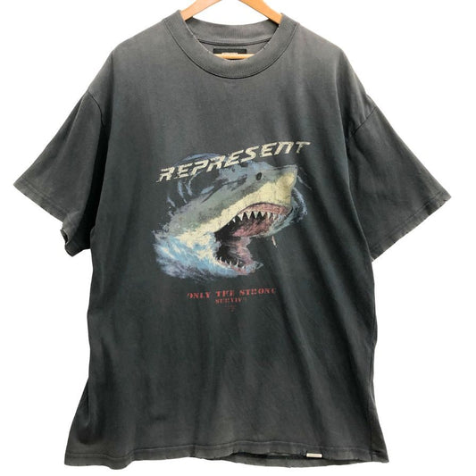 美品◆リプレゼント Tシャツ シャーク ダメージ加工 メンズ サイズXL ブラック REPRESENT 【AFB24】
