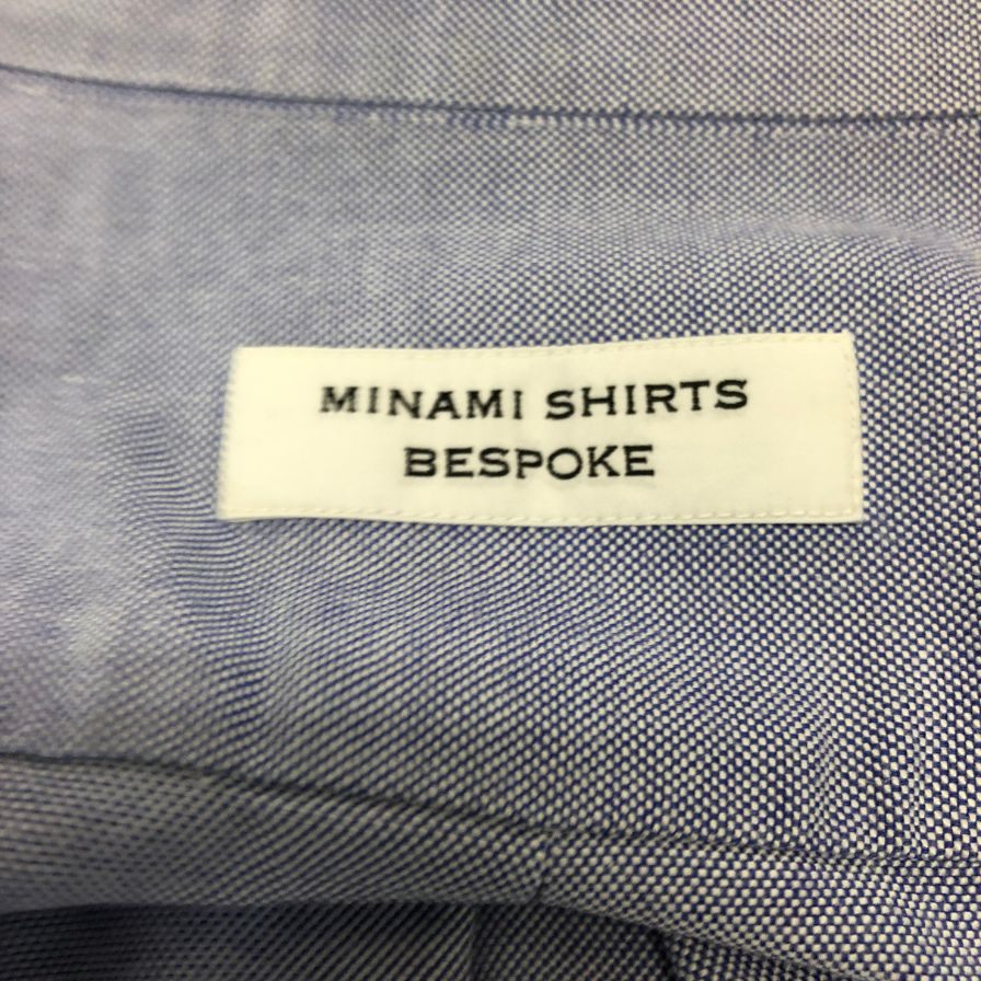 美品◆ミナミシャツ 南シャツ ワイシャツ コットン ビスポーク メンズ サイズ表記無し ブルー系 MINAMI SHIRTS 【AFB7】